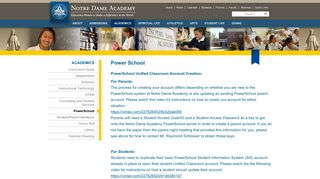 Notre Dame Academy > Academics > PowerSchool