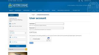 User account | Notre Dame College