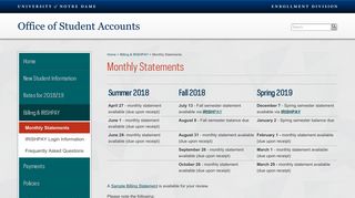 Monthly Statements // Office of Student Accounts // University of Notre ...