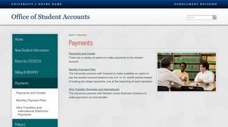 Payments // Office of Student Accounts // University of Notre Dame
