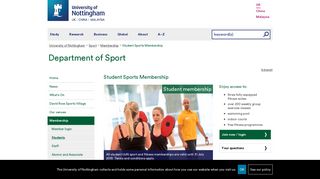 Student Sports Membership - The University of Nottingham