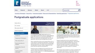 Postgraduate applications - The University of Nottingham