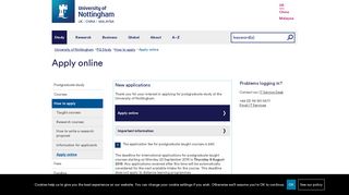 Apply online - The University of Nottingham