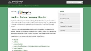 Inspire - Culture, learning, libraries | Nottinghamshire County Council