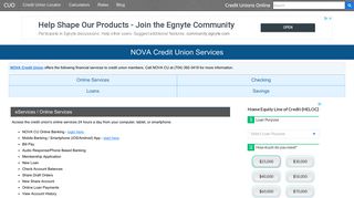 NOVA Credit Union Services: Savings, Checking, Loans