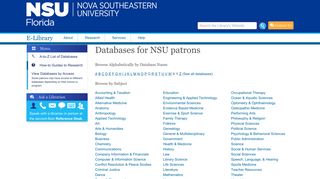 Databases - Alvin Sherman Library - Nova Southeastern University