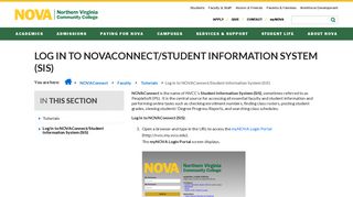 Log In to NOVAConnect/Student Information System (SIS) :: Northern ...