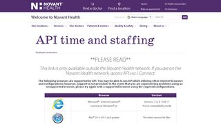 API time and staffing - Novant Health