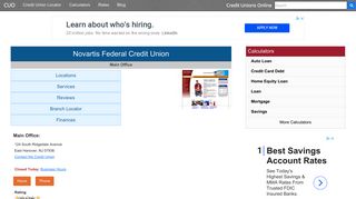 Novartis Federal Credit Union - East Hanover, NJ - Credit Unions Online