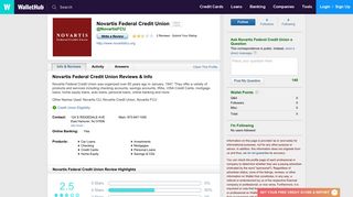 Novartis Federal Credit Union Reviews - WalletHub