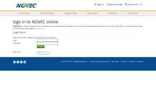 Sign in to NOVEC online