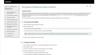 GroupWise WebAccess Basic Interface - Novell