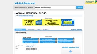 webmail.metrohealth.org at WI. Novell WebAccess - Website Informer