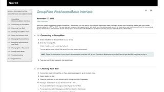 GroupWise WebAccessBasic Interface - Novell