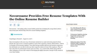 Novoresume Provides Free Resume Templates With the Online ...