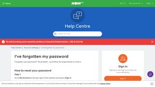 Forgotten Password - NOW TV - Help