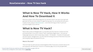 NowGenerator – Now TV box hack - WordPress.com