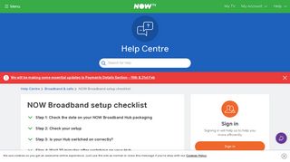 NOW Broadband setup checklist - NOW TV - Help