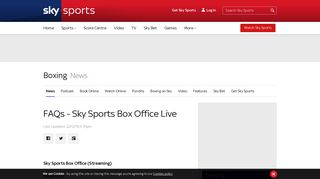 FAQs - Sky Sports Box Office Live | Boxing News | Sky Sports