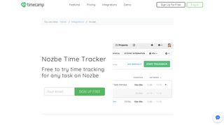 Nozbe time tracker integrations with TimeCamp