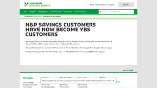 N&P changes - Yorkshire Building Society
