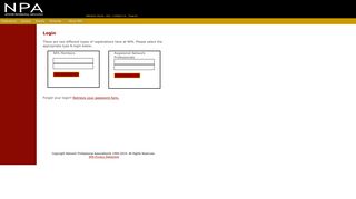 NPA Login Page - Network Professional Association