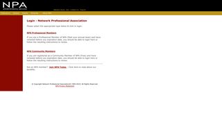 NPA Login Page - Network Professional Association