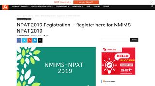 NPAT 2019 Registration - Register here for NMIMS NPAT 2019 ...