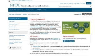 The NPDB - Querying