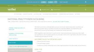 National Practitioner Data Bank - Verified Credentials