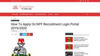 How To Apply On NPF Recruitment Login Portal 2019/2020