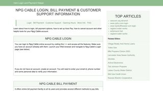 Npg Cable Login, Bill Payment & Customer Support Information