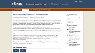 What are my PECOS User ID and Password?