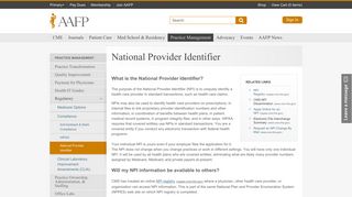 National Provider Identifier -- Regulatory Compliance - AAFP