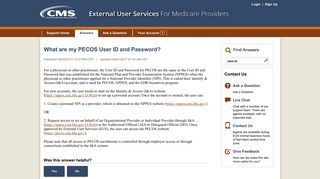 What are my PECOS User ID and Password?