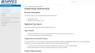 HOME PAGE/ SIGN IN PAGE — NPPES 0 documentation