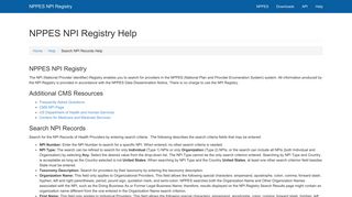 Help - NPPES NPI Registry