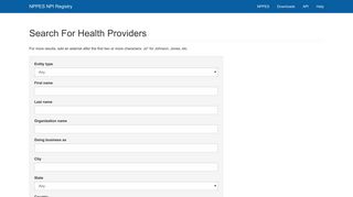 Search For Health Providers - NPPES NPI Registry
