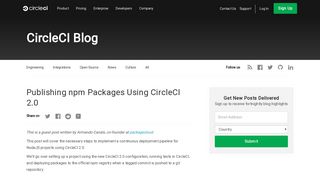 Publishing npm Packages Using CircleCI 2.0 - CircleCI