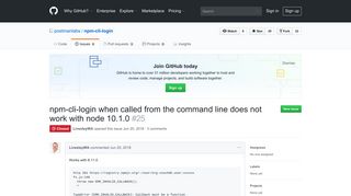 npm-cli-login when called from the command line does not work with ...