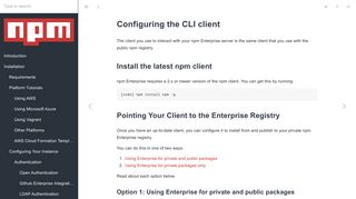 Configuring the CLI client · npm Enterprise Docs