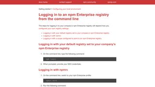 Logging in to an npm Enterprise registry from the command line | npm ...