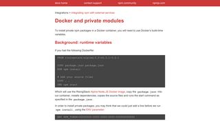 Docker and private modules | npm Documentation