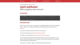 npm-adduser | npm Documentation