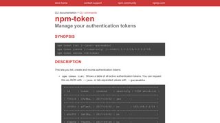 npm-token | npm Documentation