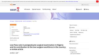 Low Pass-rate in postgraduate surgical examination in Nigeria and its ...