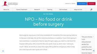 NPO – No food or drink before surgery - St. Jude Children's Research ...