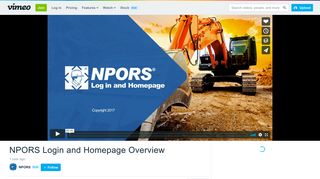 NPORS Login and Homepage Overview on Vimeo