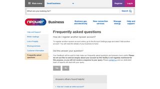 How do I register another npower account? | npower