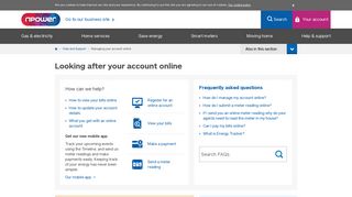 Managing Your Account Online | Help & Support | npower